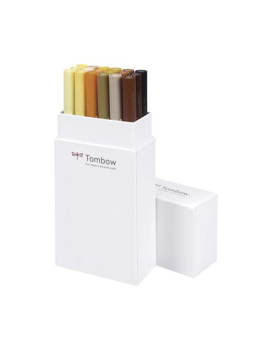 Caja Rotuladores Tombow Doble Punta Tierras 18 Unidades