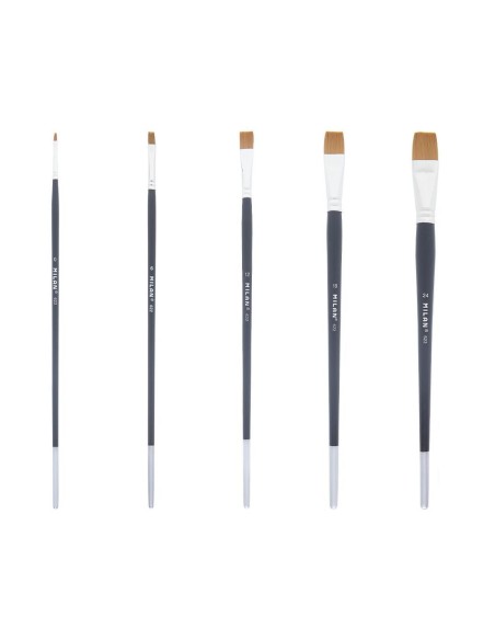 Pincel Milán Premium Plano Sintético Mango Largo 622