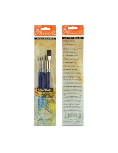 Caja Pinceles Phoenix  Pelo Sintético Acrílico/Acuarela 5 Unidades Sintético 5 Unidades