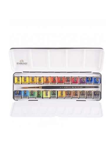 Caja Acuarelas Rembrandt  Metal 1/2 Godet 24 Unidades