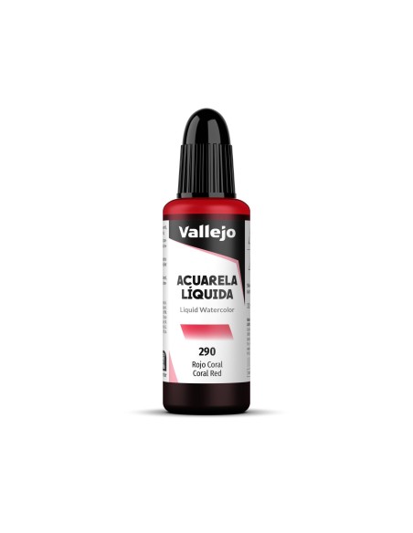 Acuarela Líquida Vallejo 32 ml Rojo Coral Nº290