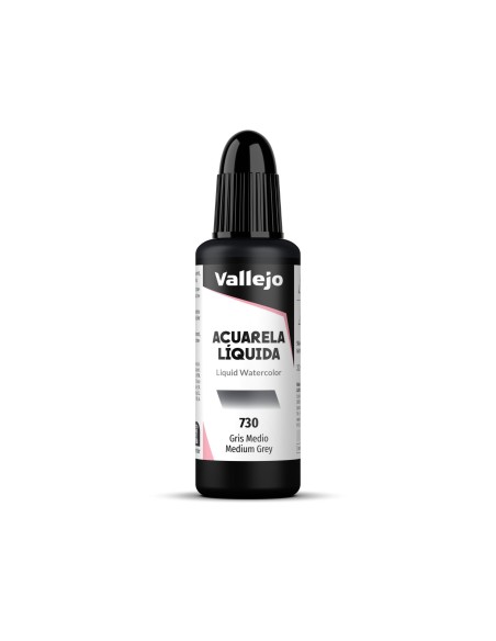 Acuarela Líquida Vallejo 32 ml Gris Medio Nº730