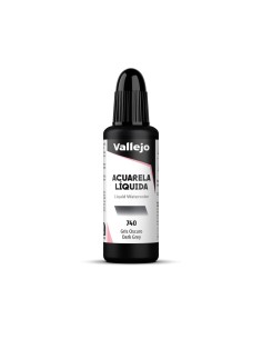 Acuarela Líquida Vallejo 32 ml Gris Oscuro Nº740