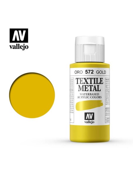 Pintura Textil Vallejo 60 ml Metálico Oro Nº572
