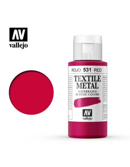 Pintura Textil Vallejo 60 ml Metálico Rojo Nº531