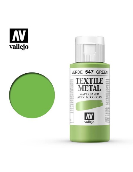 Pintura Textil Vallejo 60 ml Metálico Verde Metal Nº547