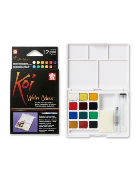 Caja Acuarelas Sakura Koi Colores 1/2 Godet 12 Unidades