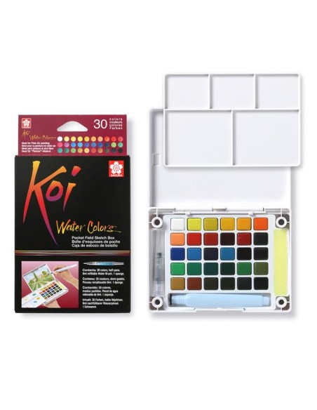 Caja Acuarelas Sakura Koi Colores 1/2 Godet 30 Unidades