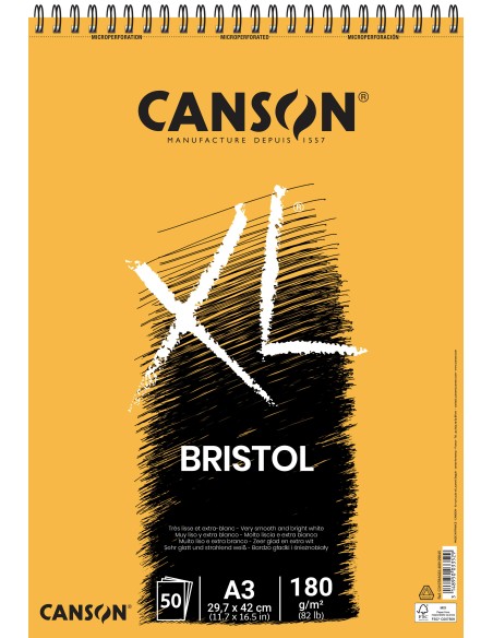 Bloc Canson XL Bristol A3 50 H 180 gr