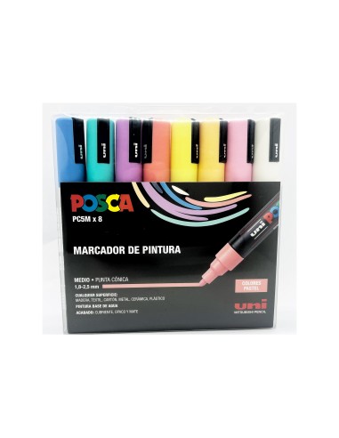 Caja Rotuladores Posca PC-5M Tonos Pastel 8...