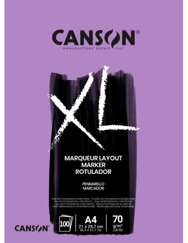 Bloc Canson XL Marker A4 100 H 70 gr