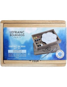 Caja Acuarelas Lefranc Madera 12 Unidades y Accesorios