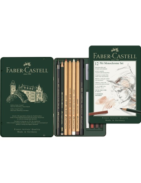 Estuche Faber-Castell  Pitt Monochrome 12 Piezas