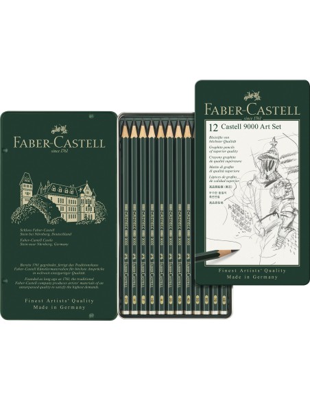 Caja Lápices Faber-Castell Grafito 9000 12 Unidades Set de Dibujo