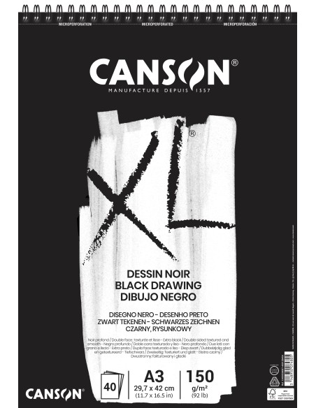 Bloc Canson XL Dessin Negro A3 40 H 150 gr