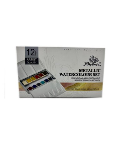 Caja Metálica Phoenix 12 Acuarelas Colores...