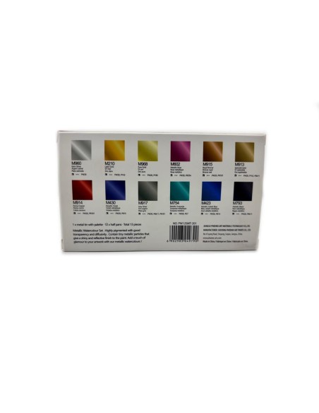 Caja Metálica Phoenix 12 Acuarelas Colores Metalizados