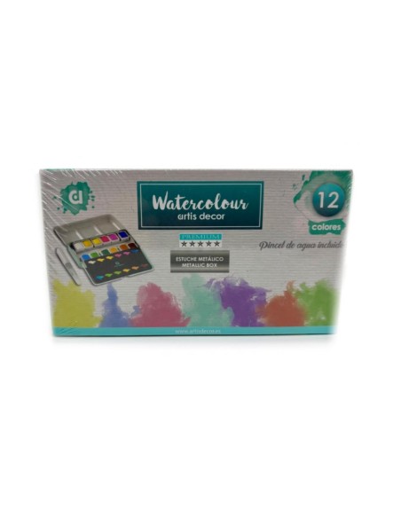 Set 12 Acuarelas Artis Decor1/2 Godet  (Caja Metálica)