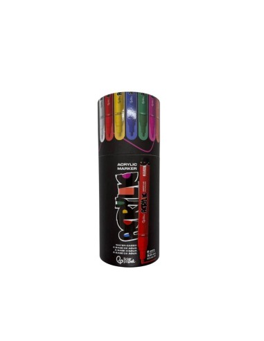 Caja Rotuladores Acrílicos Liderpapel Punta Redonda 3 mm 8 Colores Intensos