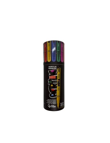 Caja Rotuladores Acrílicos LiderpapelPunta Fina 0.7 mm 8 Colores Intensos