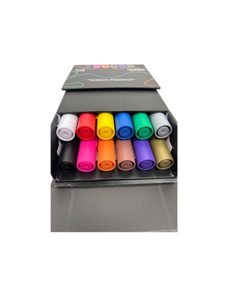 Caja Rotuladores Acrílicos Liderpapel Punta Redonda 3 mm 12 Colores