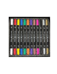 Caja Rotuladores Acrílicos Liderpapel Doble Punta (Pincel... 2