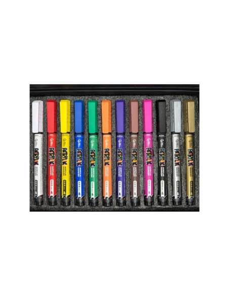 Caja Rotuladores Acrílicos Liderpapel Punta Pincel 12 Colores