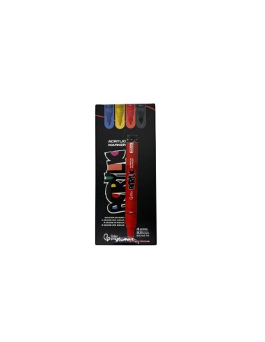 Caja Rotuladores Acrílicos Liderpapel Punta Redonda 3 mm 4 Colores Básicos