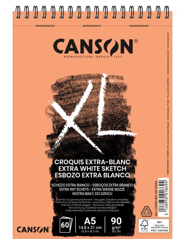 Bloc Canson XL Esbozo Extra Blanco 60 H A5 90 gr