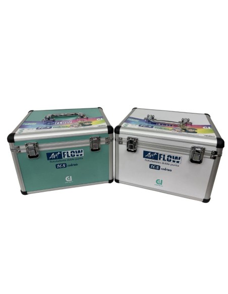 Caja Rotuladores Artist Decor Flow (Bisel 6 mm/Fino 1 mm) 168 colores (Maleta Plata)