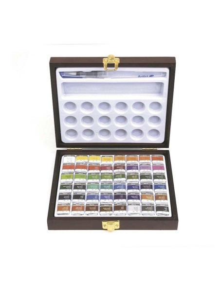 Caja Acuarelas Artist Madera 1/2 Godet 48 Unidades y Pincel