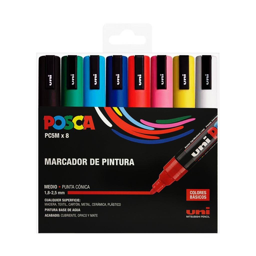 Caja rotuladores posca pc-5m tonos basicos 8 unidades