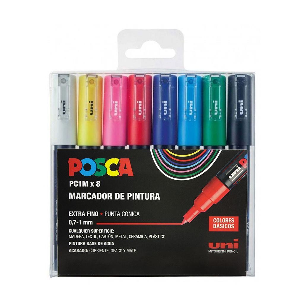 Caja rotuladores posca pc-1m tonos basicos 8 unidades