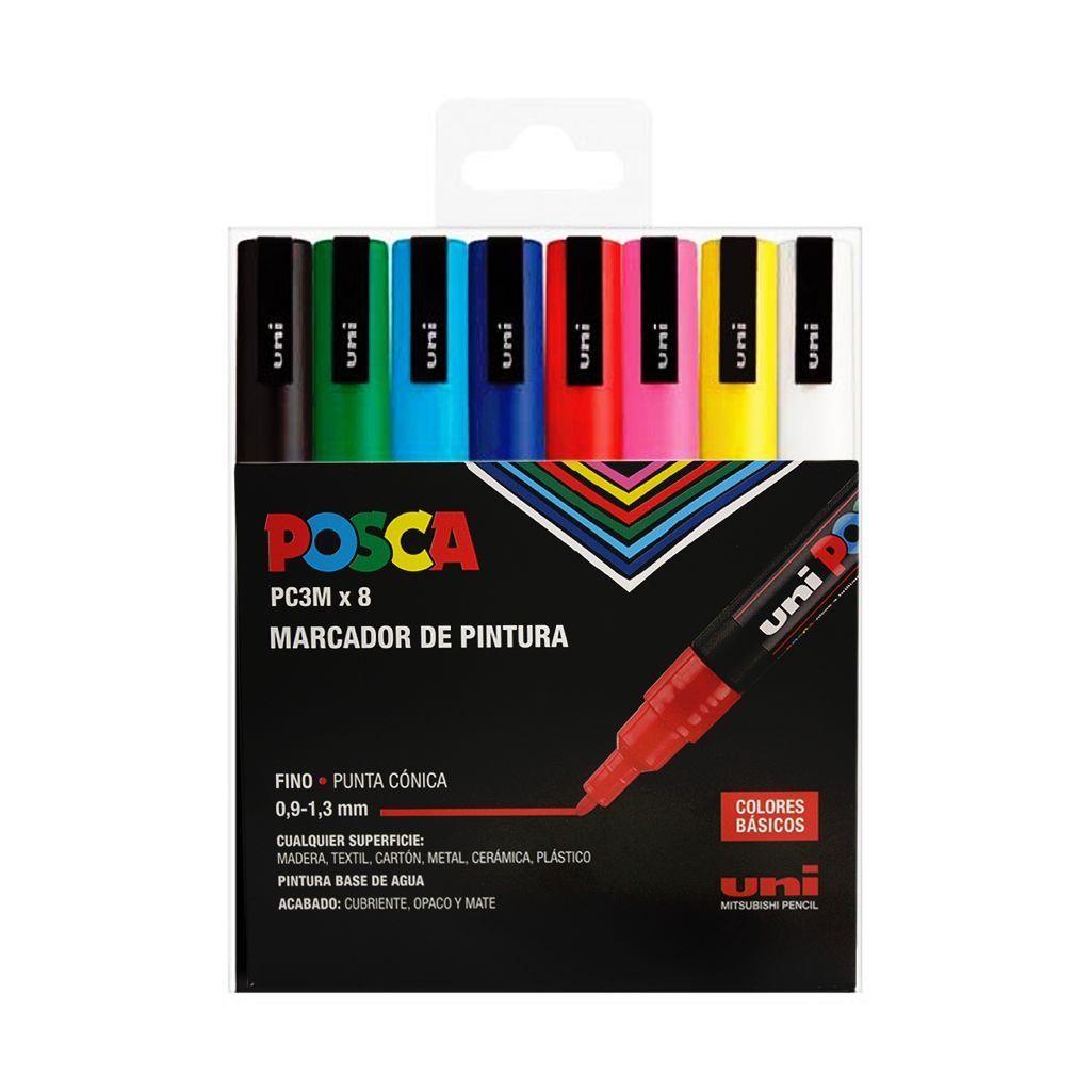 Caja rotuladores posca pc-3m tonos basicos 8 unidades