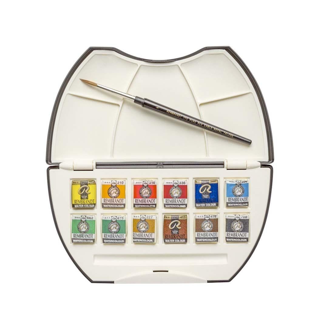 Caja acuarelas rembrandt metal redondo 1-2 godet 12 unidades