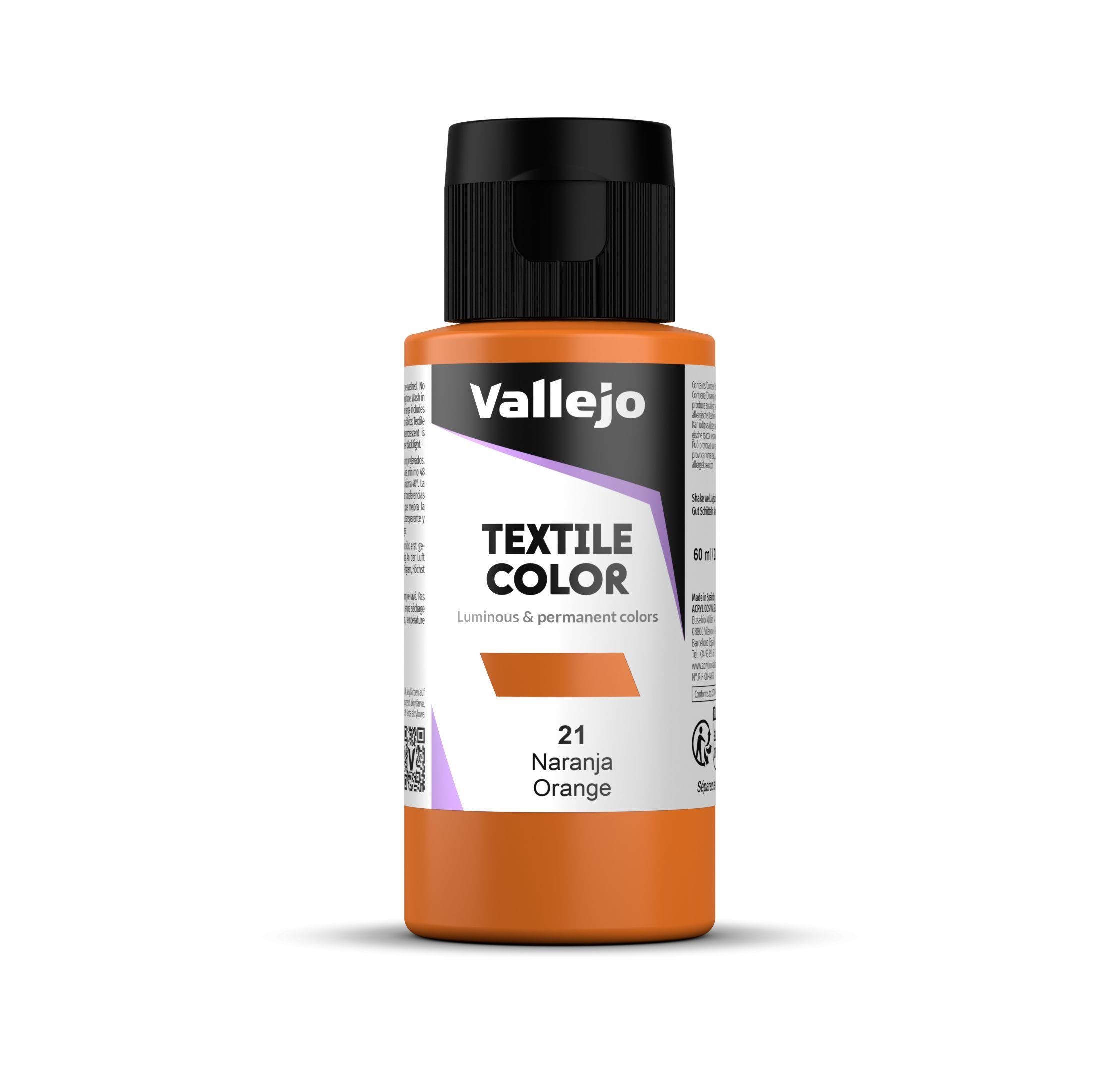 Pintura textil vallejo 60 ml naranja vivo n21