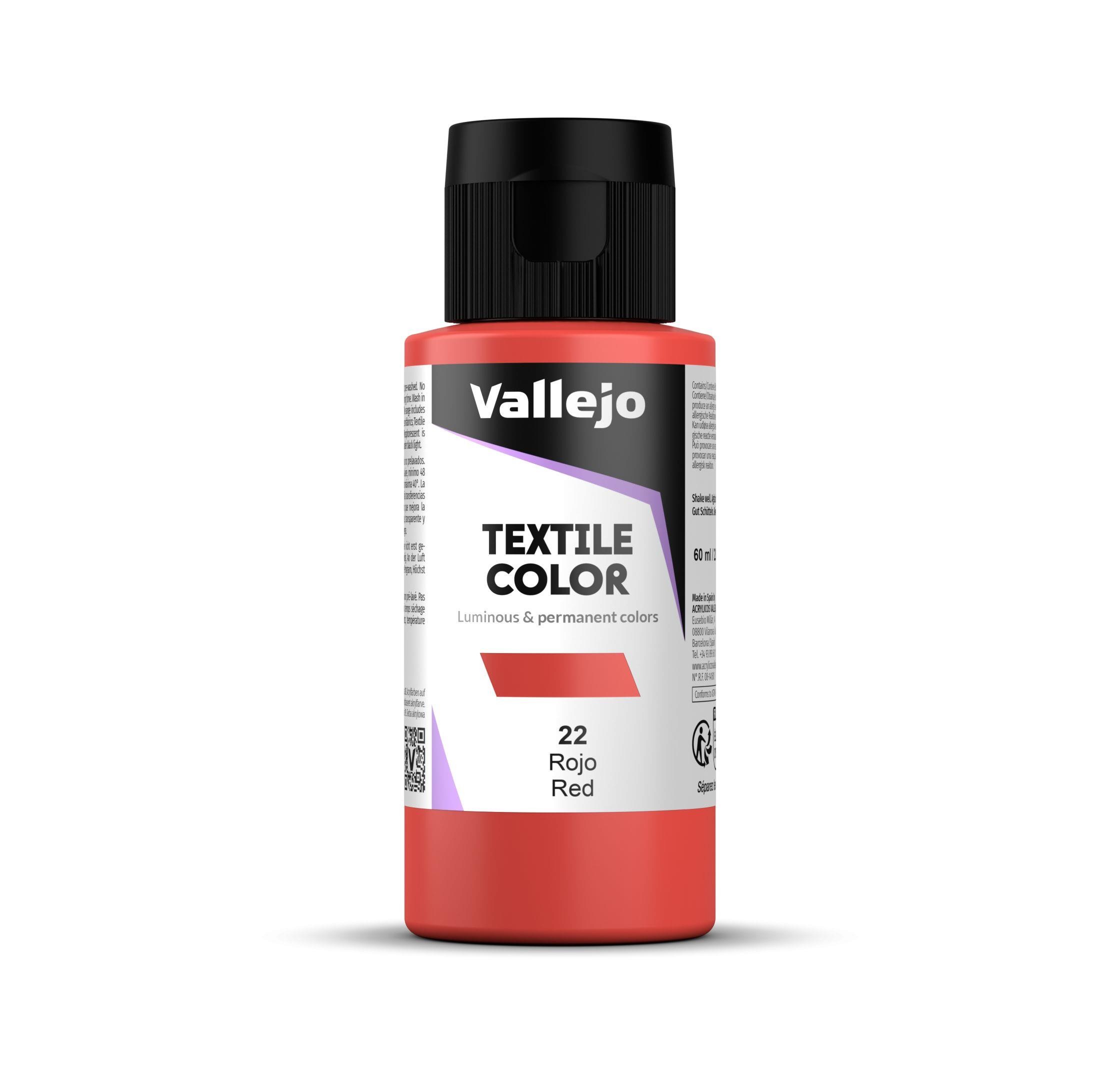 Pintura textil vallejo 60 ml rojo n22
