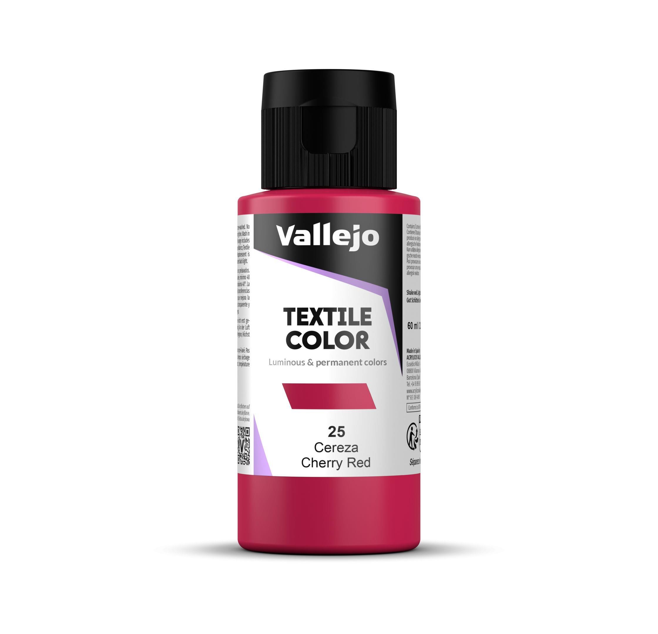 Pintura textil vallejo 60 ml cereza n25