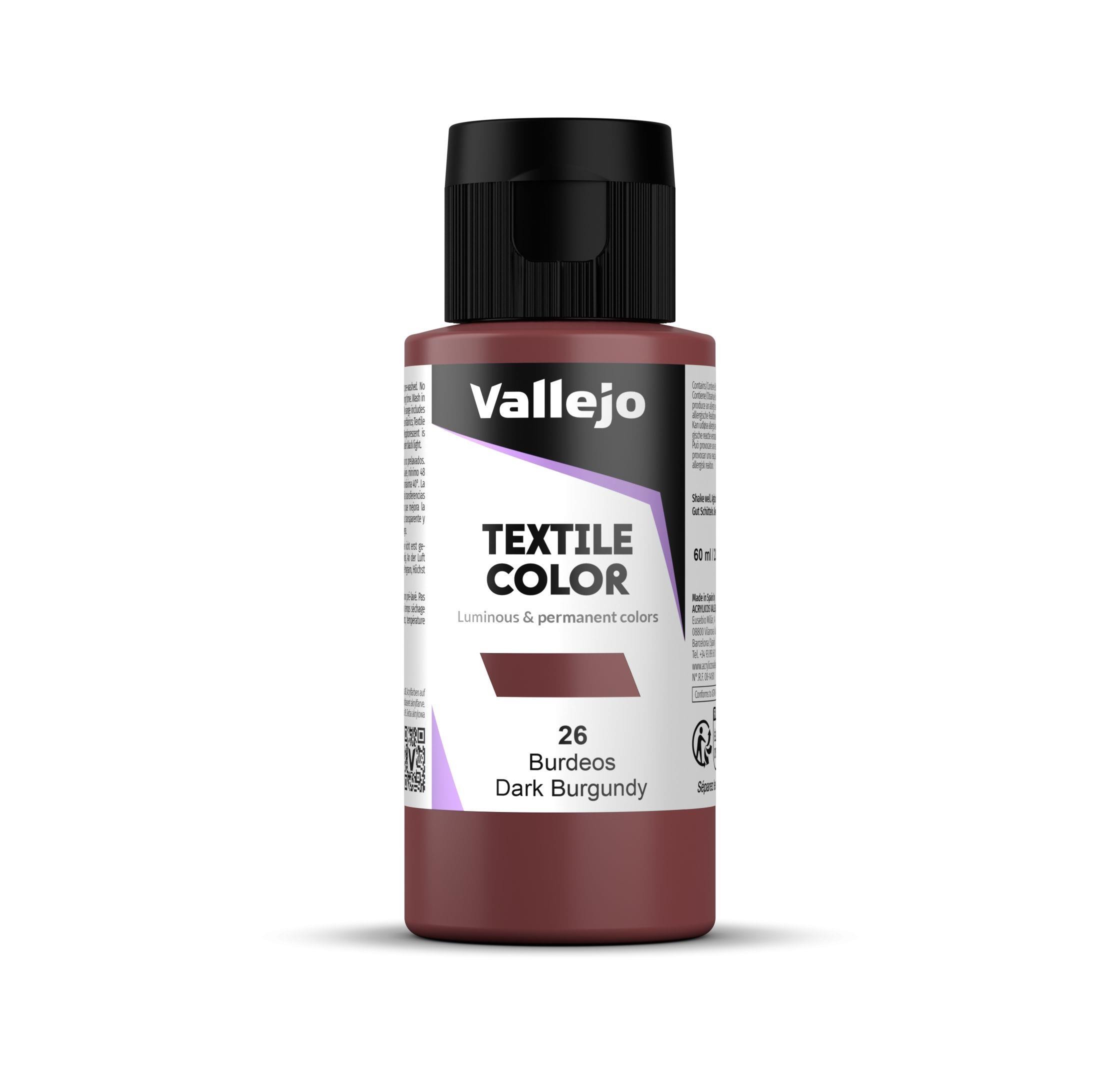 Pintura textil vallejo 60 ml burdeos n26
