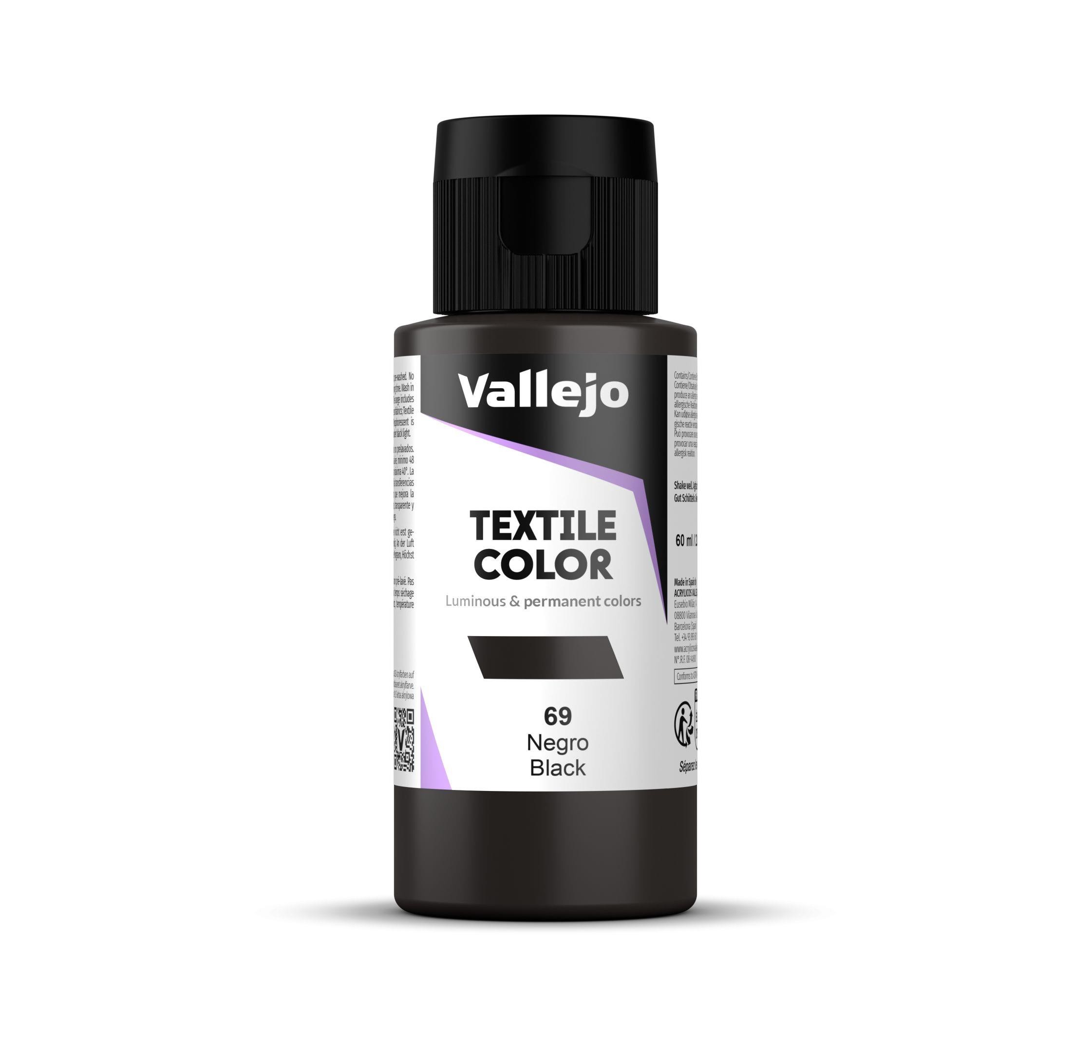 Pintura textil vallejo 60 ml negro n69