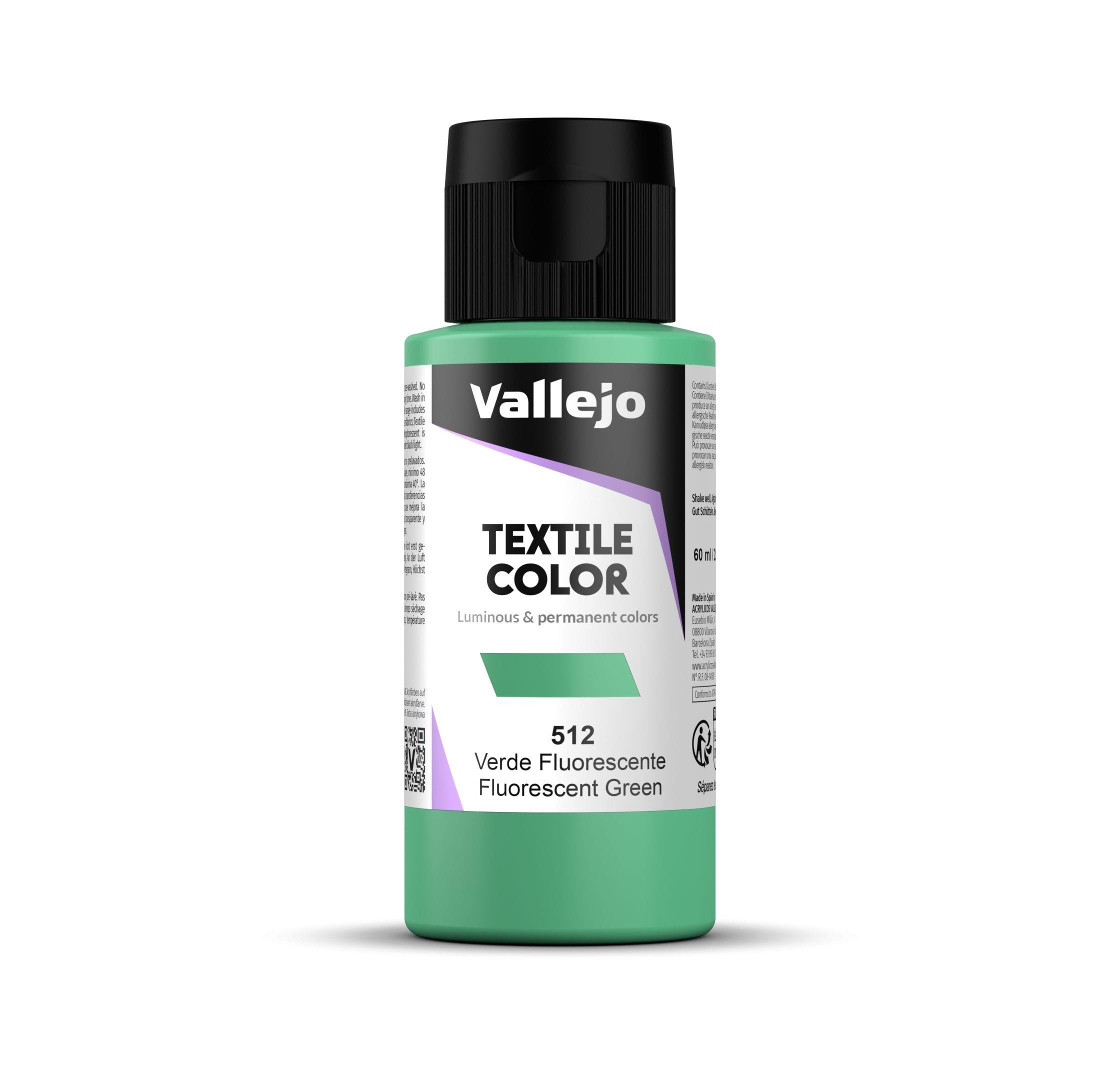Pintura textil vallejo 60 ml fuorescente verde n512