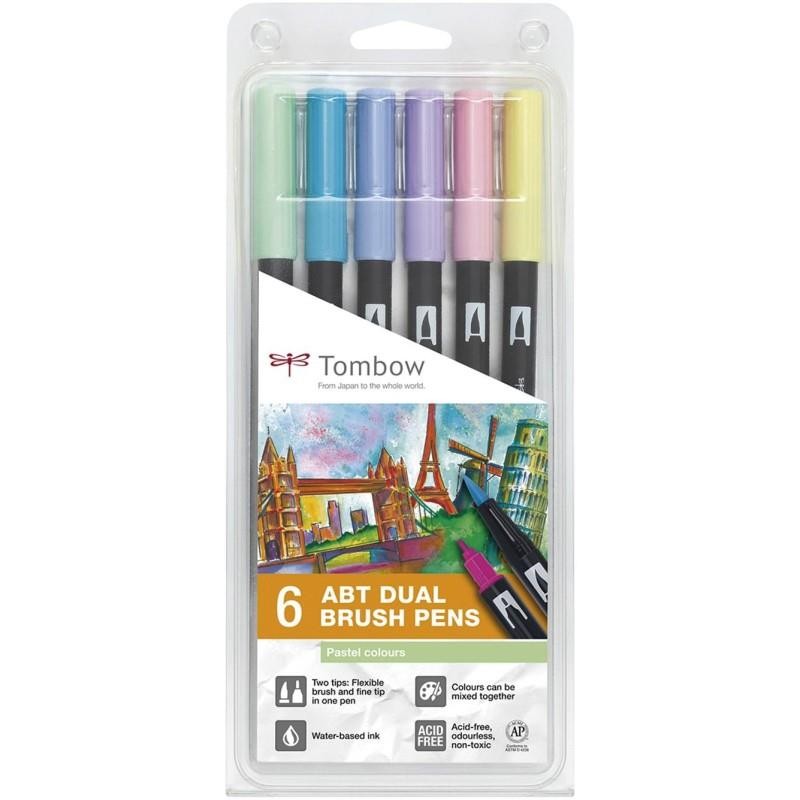 Caja rotuladores tombow doble punta  pastel 6 unidades