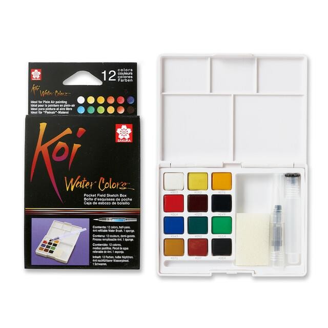 Caja acuarelas sakura koi colores 1-2 godet 12 unidades