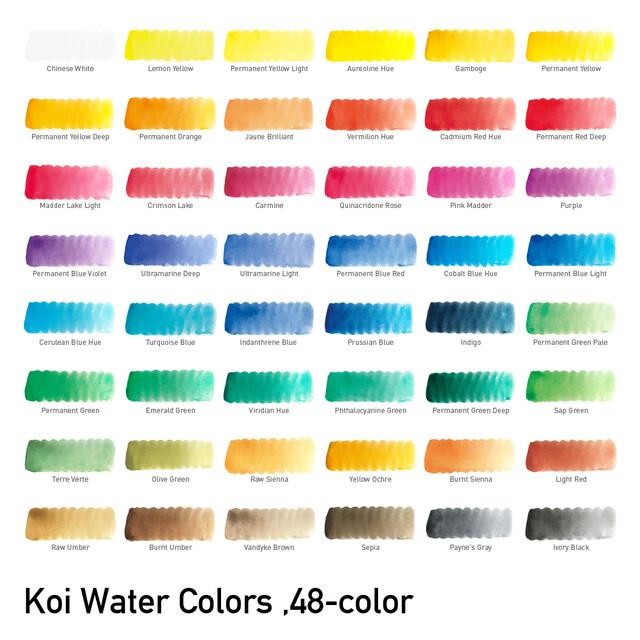 Caja acuarelas sakura koi colores 1-2 godet 48 unidades