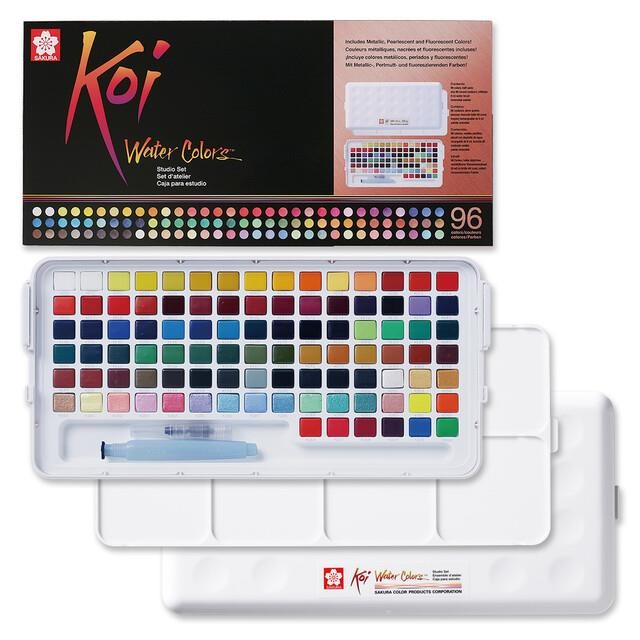 Caja acuarelas sakura koi colores 1-2 godet 96 unidades