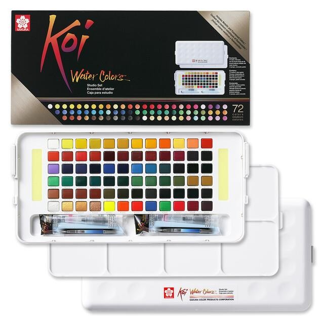Caja acuarelas sakura koi colores 1-2 godet 72 unidades