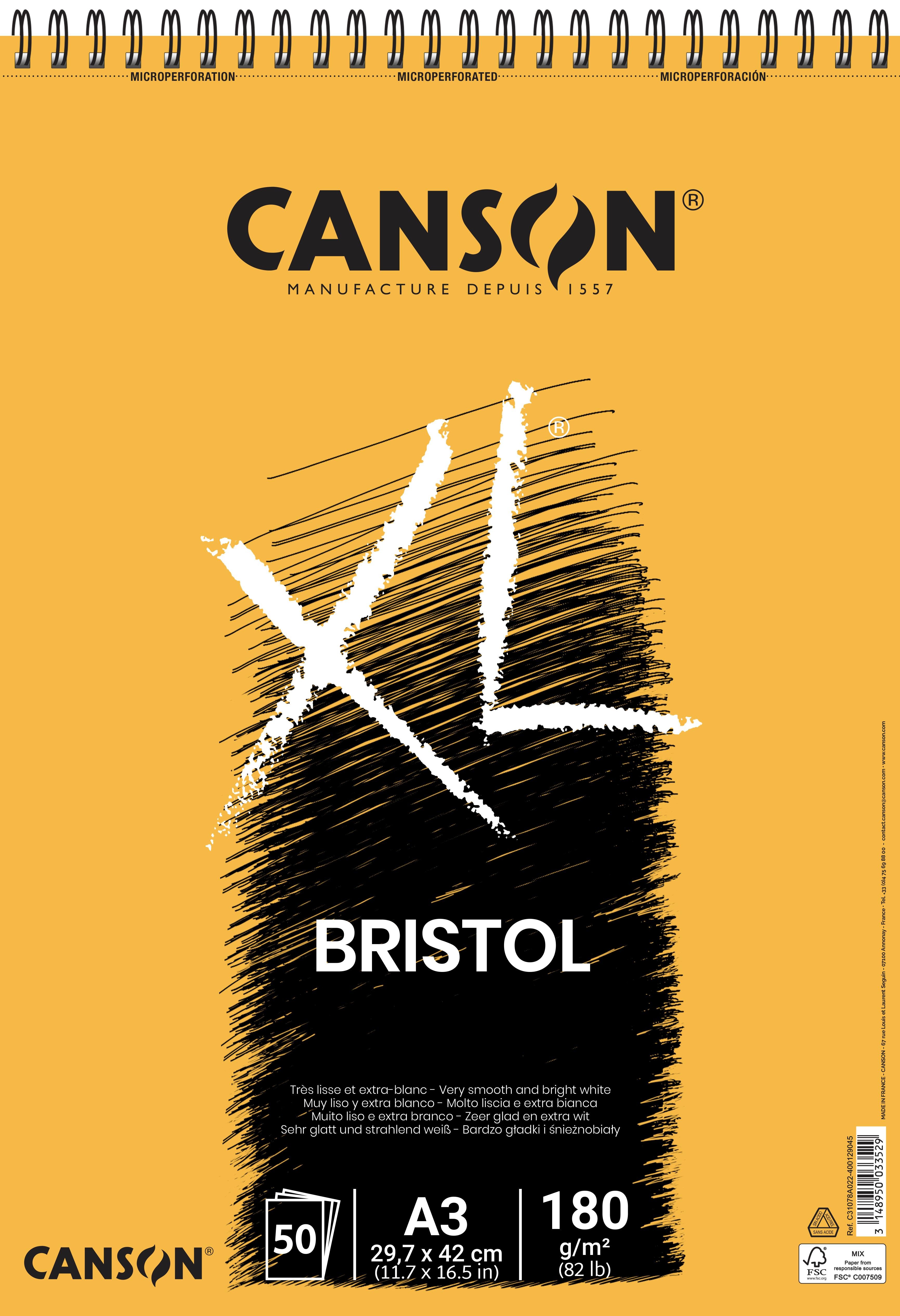 Bloc canson xl bristol a3 50 h 180 gr