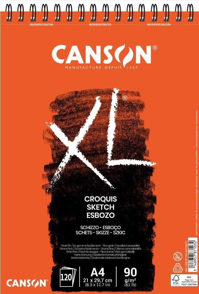 Bloc canson xl croquis a4 120 h 90 gr