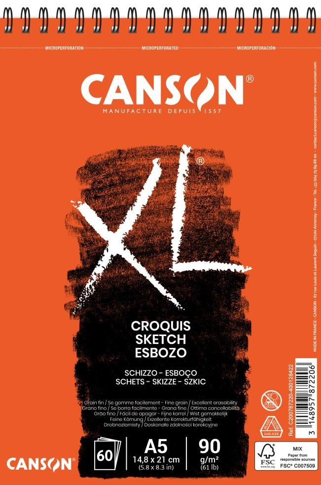 Bloc canson xl croquis a5 60 h 90 gr
