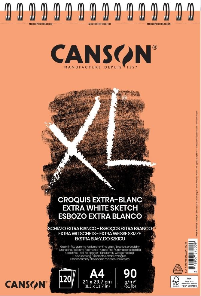 Bloc canson xl croquis extra blanco a4 120 h 90 gr